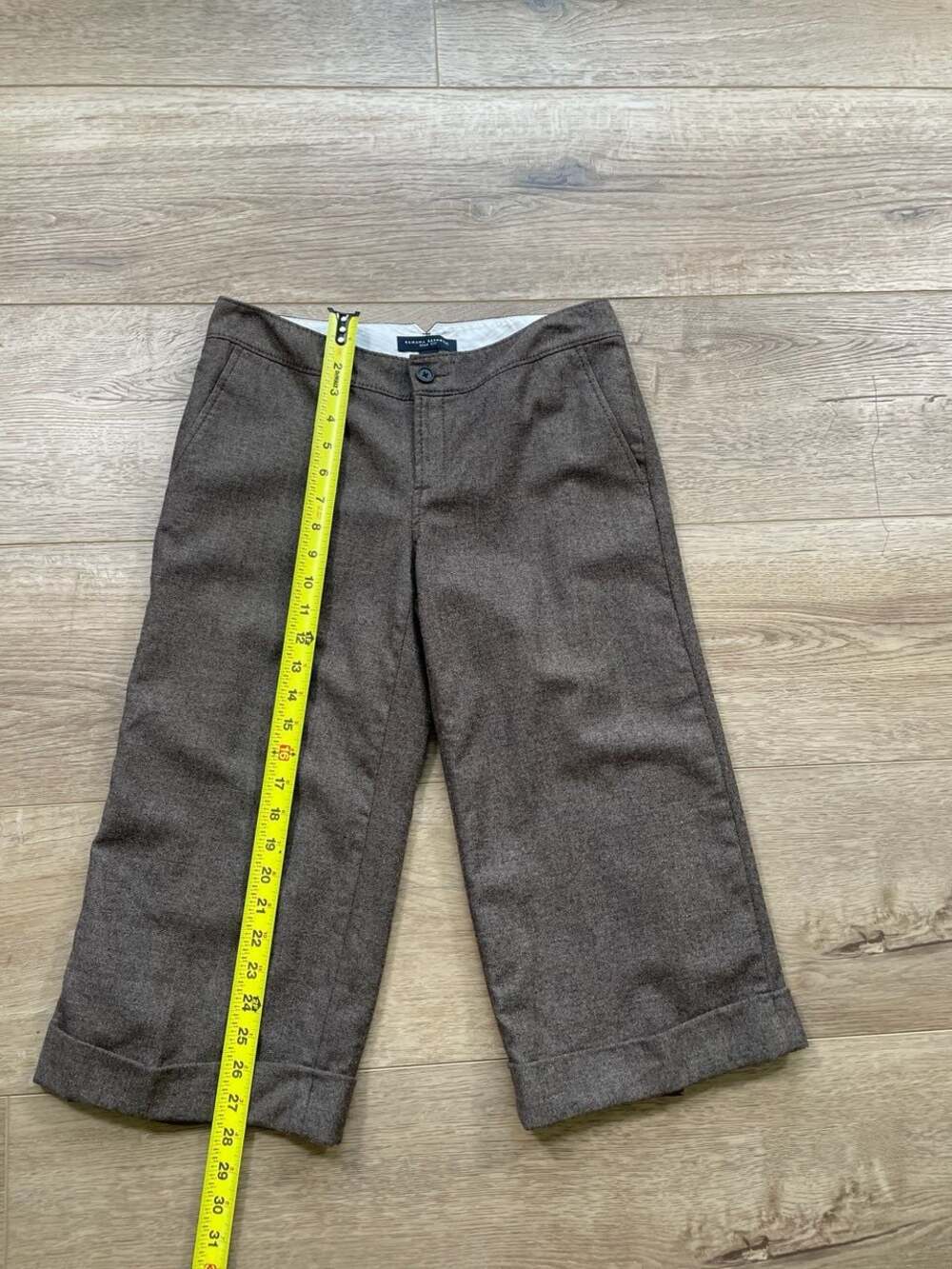 Banana Republic Ryan Fit Stretch Brown Tweed Cuffed Cropped Pants Size 6 - Picture 4 of 11